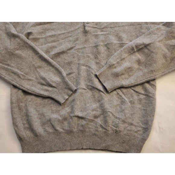 Woods & Gray Mens 100% Cashmere Polo Sweater Med. Gray Button Long Sleeve - Picture 8 of 11